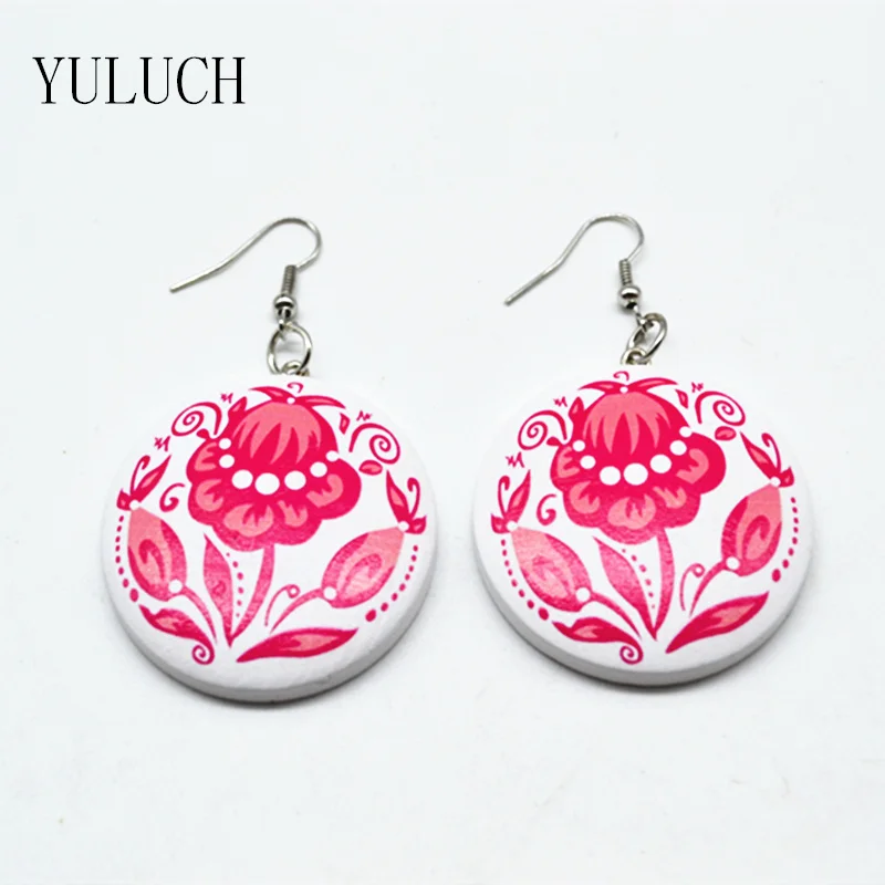 YULUCH 2017 Round Handmade Wood Earrings Pattern Flowers 1 Color Pink Fashion Design Lady Dangler Metal Ear Hook
YULUCH 2017 Round Handmade Wood Earrings Pattern Flowers 1 Color Pink Fashion Design Lady Dangler Metal Ear Hook