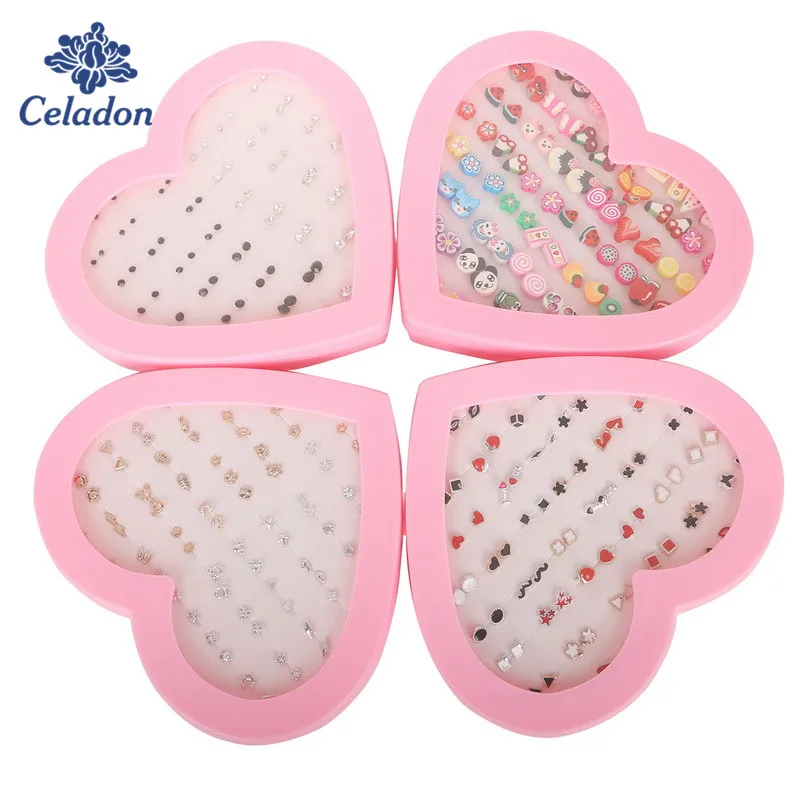 New Arrival Stud Earring 36 Pairs Fashion Rhinestone Clay Beads Mixed Charms With Box For Women Gift Jewelry | Украшения и