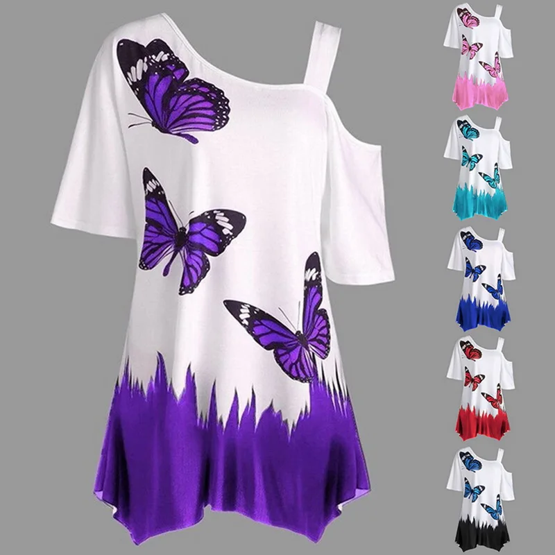NIBESSER Summer T-Shirts Women Butterfly Printed Tee One Shoulder Irregular Top Female Plus Size Loose Tee Top Streetwear
NIBESSER Summer T-Shirts Women Butterfly Printed Tee One Shoulder Irregular Top Female Plus Size Loose Tee Top Streetwear