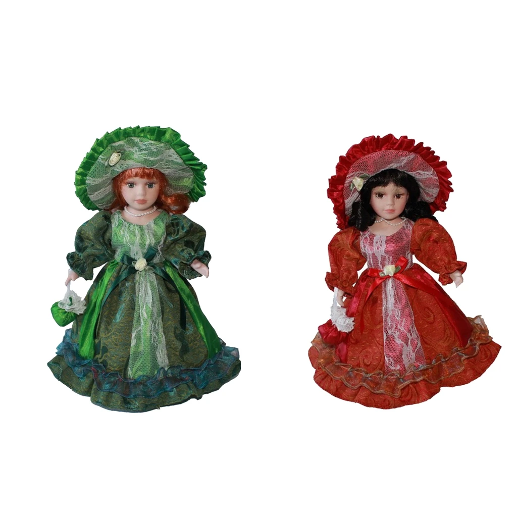 30cm Victorian Ceramic Female Doll with Long Princess Dress Suit Home Decor 30cm Victorian Ceramic Female Doll with Long Princess Dress Suit Home Decor