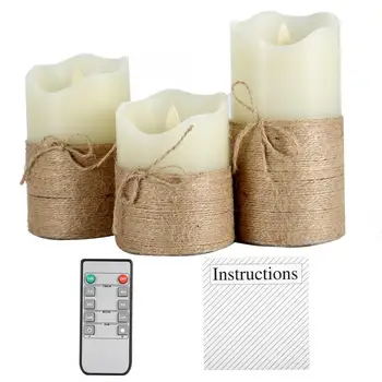 Battery Powered Electronic Flameless LED Candle Hemp Rope with Remote Control Timing Decoration Environmental protection PS
Battery Powered Electronic Flameless LED Candle Hemp Rope with Remote Control Timing Decoration Environmental protection PS