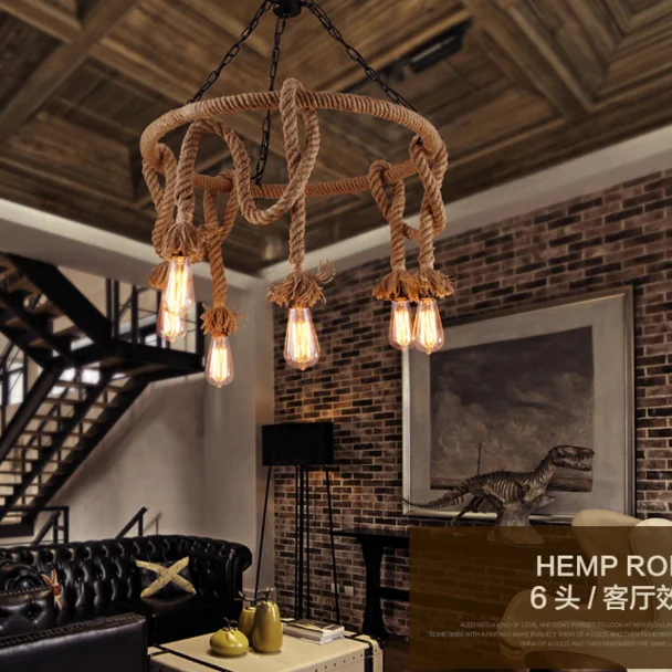 Rope Pendant Light Loft Rustic Country Style Hanging lighting Restaurant/Bar Pendant lamps Deco Fixtures Suspension
Rope Pendant Light Loft Rustic Country Style Hanging lighting Restaurant/Bar Pendant lamps Deco Fixtures Suspension