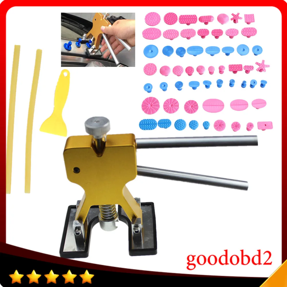 Auto Body Paintless Dent Removal Repair Tool Kits Glue Puller Smile Dent Lifter with Pro Glue Puller Tabs 57x + 2x glue sticks
Auto Body Paintless Dent Removal Repair Tool Kits Glue Puller Smile Dent Lifter with Pro Glue Puller Tabs 57x + 2x glue sticks