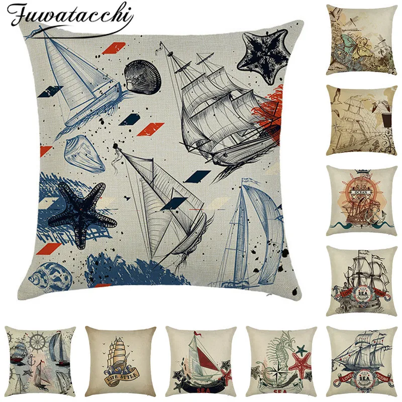 Fuwatacchi Linen Cushion Cover Ocean Sailboat Anchor Pillow Cover for Home Chair Sofa Decorative Pillows Sea Style Pillowcases
Fuwatacchi Linen Cushion Cover Ocean Sailboat Anchor Pillow Cover for Home Chair Sofa Decorative Pillows Sea Style Pillowcases