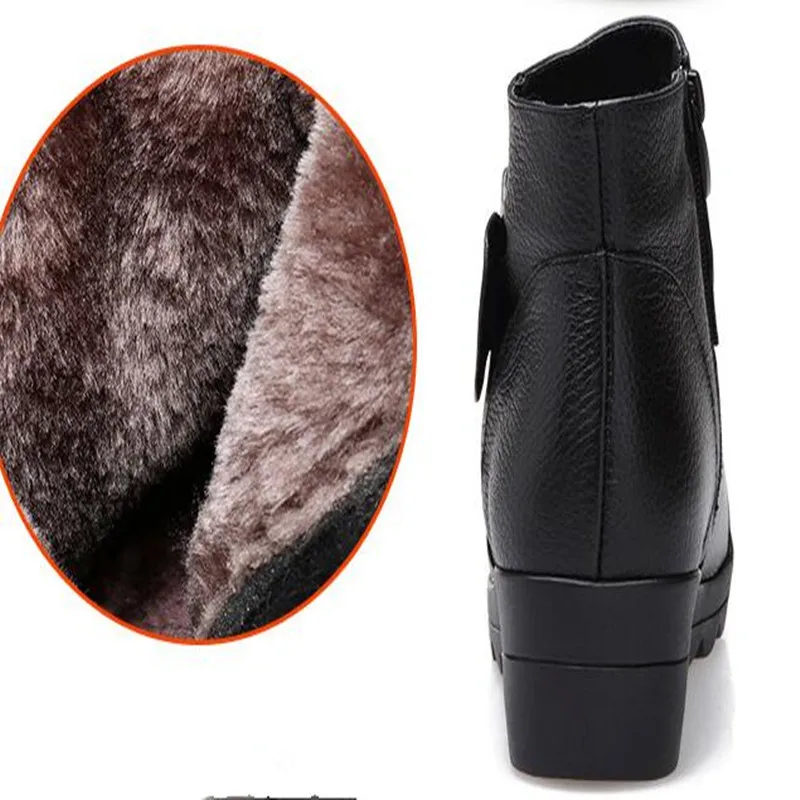 MAZIAO-2018-Winter-women-shoes-cotton-padded-wedge-boots-genuine-leather-ankle-boots-buckle-Snow-Boots