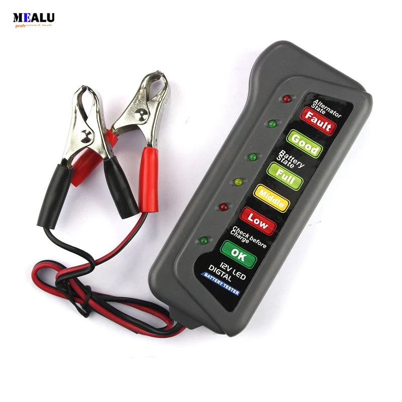 12 V Battery Digital Alternator Tester State with 6 Led Indicators for Cars Trucks Motorbike
12 V Battery Digital Alternator Tester State with 6 Led Indicators for Cars Trucks Motorbike