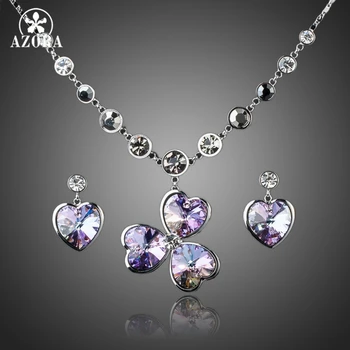 AZORA White Gold Color Stellux Austrian Crystal Heart Drop Earrings and Flower Pendant Necklace Set TG0041
AZORA White Gold Color Stellux Austrian Crystal Heart Drop Earrings and Flower Pendant Necklace Set TG0041