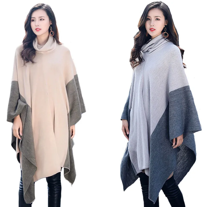 Autum And Winter New Woman Warm TurtleneckSweate Coat Elegant Women Patchwork Pullover Asymmetric Kniting Cloak Capes Plus Size
Autum And Winter New Woman Warm TurtleneckSweate Coat Elegant Women Patchwork Pullover Asymmetric Kniting Cloak Capes Plus Size