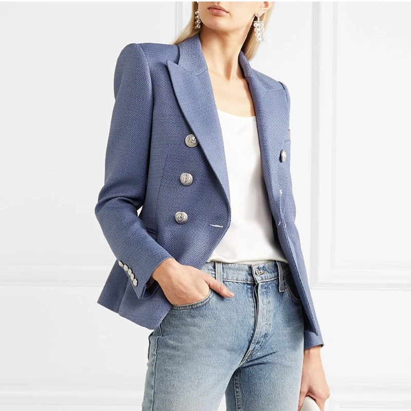 HIGH STREET New Fashion 2019 Stylish Blazer Jacket Women's Silver Lion Buttons Double Breasted Blazer Outer Wear
HIGH STREET New Fashion 2019 Stylish Blazer Jacket Women's Silver Lion Buttons Double Breasted Blazer Outer Wear