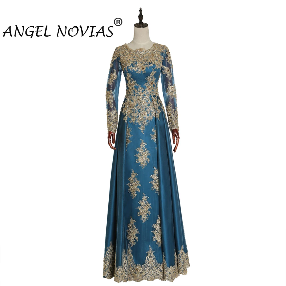 ANGEL NOVIAS Long Sleeves Abendkleider Dubai Arabic Evening Dress 2019 Robe De Soiree Long Gold Lace Appliques with Buttons
ANGEL NOVIAS Long Sleeves Abendkleider Dubai Arabic Evening Dress 2019 Robe De Soiree Long Gold Lace Appliques with Buttons