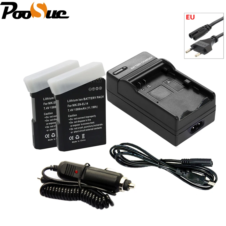 EN-EL14 EN-EL14a ENEL14 EL14 Camera battery + US/EU Cable + Charger & car adapter for Nikon P7700 P7100,D5500,D5200,D3200,D3100
EN-EL14 EN-EL14a ENEL14 EL14 Camera battery + US/EU Cable + Charger & car adapter for Nikon P7700 P7100,D5500,D5200,D3200,D3100