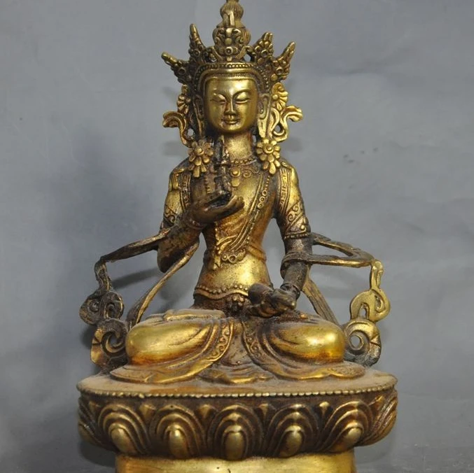 

6"Tibet buddhism Joss bronze gilt Tara KwanYin Bodhisattva goddess buddha statue