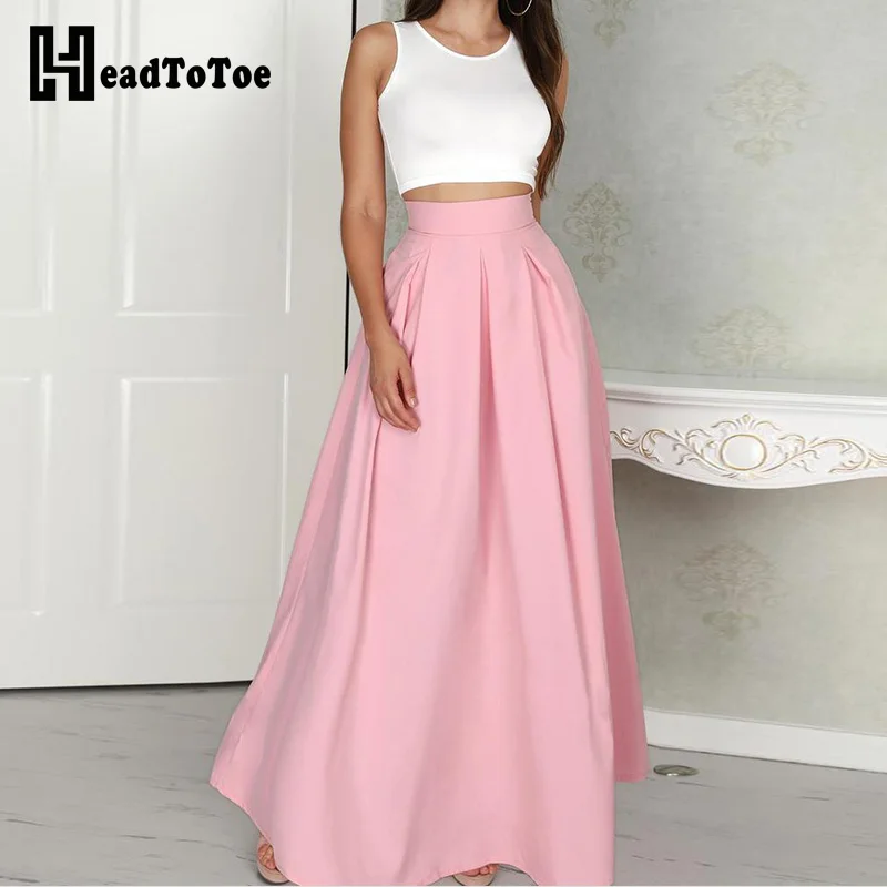 Female Summer Sleeveless Cropped Top & Pleated Skirt Sets Short Top Floor Length Skirt Two Piece Set Outfits for Women 2019
Female Summer Sleeveless Cropped Top & Pleated Skirt Sets Short Top Floor Length Skirt Two Piece Set Outfits for Women 2019