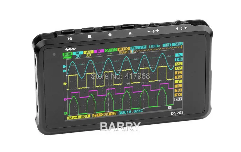 Digital Oscilloscope ARM Nano Portable Mini DSO203 DS203 8MHz Bandwidth 4 Channels ARM Cortex M3 CPU 
Digital Oscilloscope ARM Nano Portable Mini DSO203 DS203 8MHz Bandwidth 4 Channels ARM Cortex M3 CPU