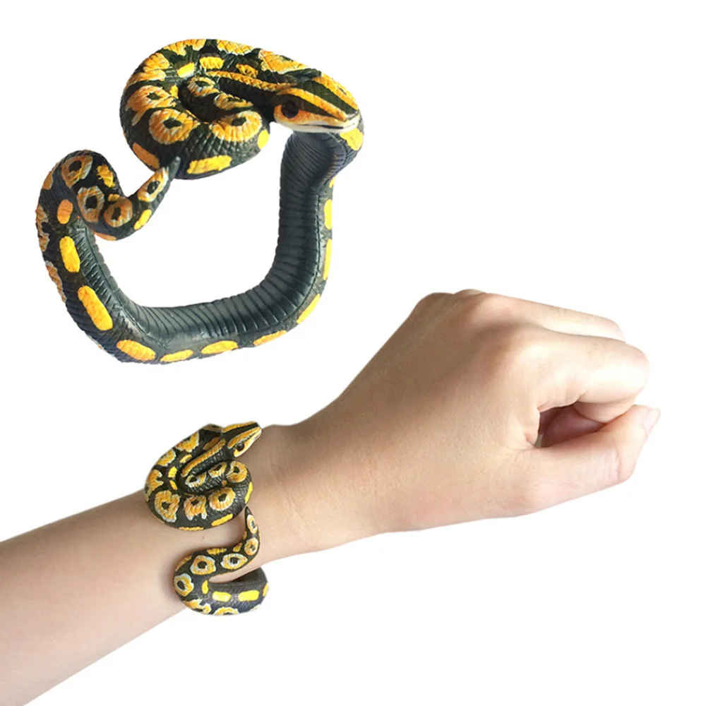 

DIY Simulation Snake Bracelet Toy PVC Cobra Python Hand Painted Halloween Funny Pranks Toy Simulation Snake Model Bracelet Toy