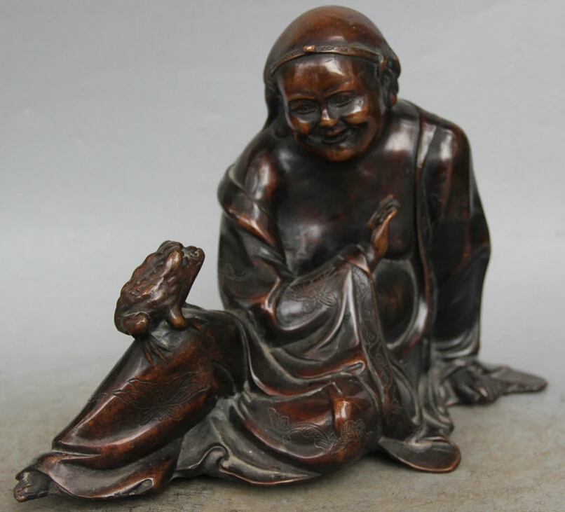 S5652 12 Chinese Purple Bronze Seat Liu Hai immortal play Golden Toad Spittor Statue D0318
S5652 12 Chinese Purple Bronze Seat Liu Hai immortal play Golden Toad Spittor Statue D0318