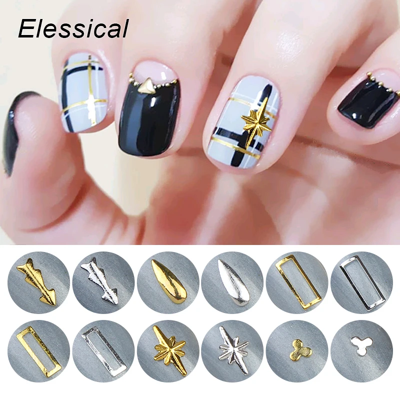 ELESSICAL 100pcs/bottle Gold Silver Nail Rivets Spangle Arrow Retangle Sparkle Nail Art Decoration Studs Nails Accessories Charm
ELESSICAL 100pcs/bottle Gold Silver Nail Rivets Spangle Arrow Retangle Sparkle Nail Art Decoration Studs Nails Accessories Charm
