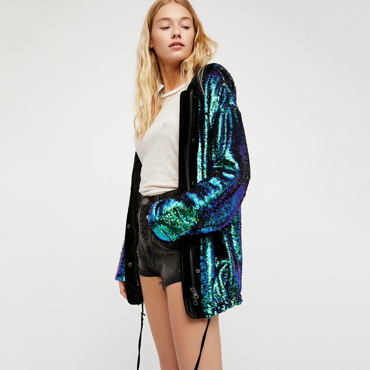 2019 Stylish Simple Casual Sequined Jacket Zipper Jacket Zipper Women Fashion Coats and Jackets Suit
2019 Stylish Simple Casual Sequined Jacket Zipper Jacket Zipper Women Fashion Coats and Jackets Suit