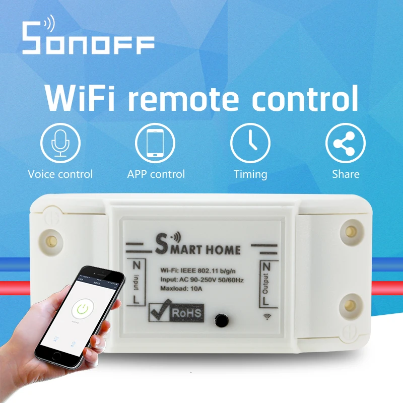 SONOFF Wifi Wireless Switch Remote Control Automation Relay Module for Apple Android Smartphones 10A 220V
SONOFF Wifi Wireless Switch Remote Control Automation Relay Module for Apple Android Smartphones 10A 220V