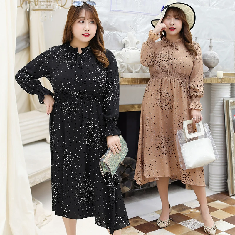 Korean Style Office Slim Full Sleeve Bow Dot A-Line Plus Size XL-4XL Women Dresses 2019 Spring New Top Selling Lady Dress
Korean Style Office Slim Full Sleeve Bow Dot A-Line Plus Size XL-4XL Women Dresses 2019 Spring New Top Selling Lady Dress