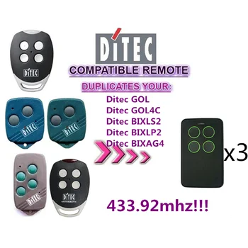 3X Ditec GOL4 compatible radiocomando telecomando, 433,92Mhz Rolling code, 4 channels
3X Ditec GOL4 compatible radiocomando telecomando, 433,92Mhz Rolling code, 4 channels
