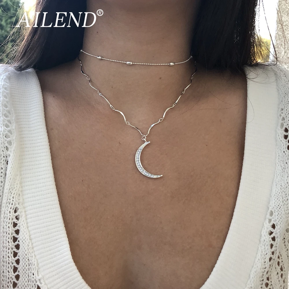 AILEND 2018 New pop classic gold color Double layer crystal moon pendant necklace ladies the best gift
AILEND 2018 New pop classic gold color Double layer crystal moon pendant necklace ladies the best gift