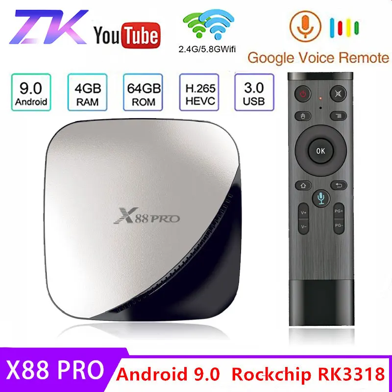 2019 Smart TV Box Android 9.0 X88 Pro 4GB 64GB RK3318 4 Core 2.4G&5G WIFI 4K HDR Media Player Google Play Set Top Box
2019 Smart TV Box Android 9.0 X88 Pro 4GB 64GB RK3318 4 Core 2.4G&5G WIFI 4K HDR Media Player Google Play Set Top Box