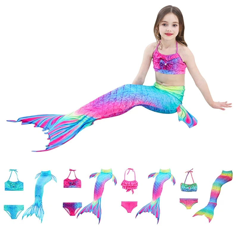 Girls Gradient Color Fish Mermaid Tails Swimsuit Bikini Sets Children Beach Swimwear Cosplay Costume with Monofins
Girls Gradient Color Fish Mermaid Tails Swimsuit Bikini Sets Children Beach Swimwear Cosplay Costume with Monofins