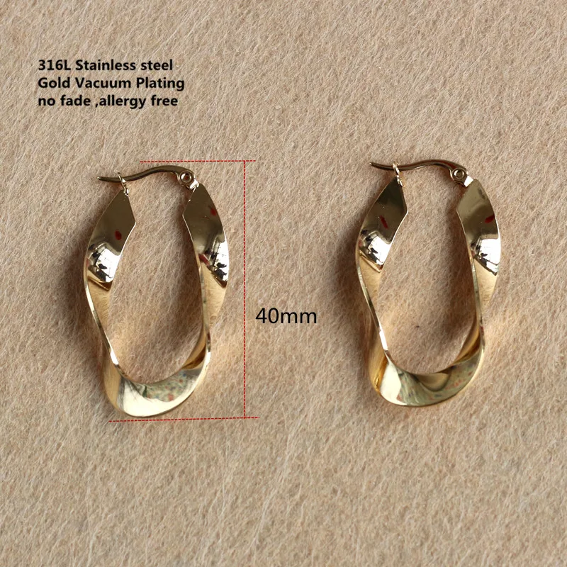 40mm Titanium 316 L Stainless Steel Irregular Hoop Earrings Gold-color Vacuum Plating No Easy Fade Anti-allergy
40mm Titanium 316 L Stainless Steel Irregular Hoop Earrings Gold-color Vacuum Plating No Easy Fade Anti-allergy