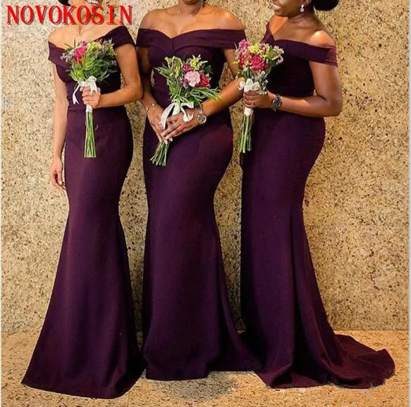 South African Purple Mermaid Bridesmaids Dresses 2019 Elegant Off The Shoulders Long Wedding Guest Prom Gowns Plus Size Dress
South African Purple Mermaid Bridesmaids Dresses 2019 Elegant Off The Shoulders Long Wedding Guest Prom Gowns Plus Size Dress