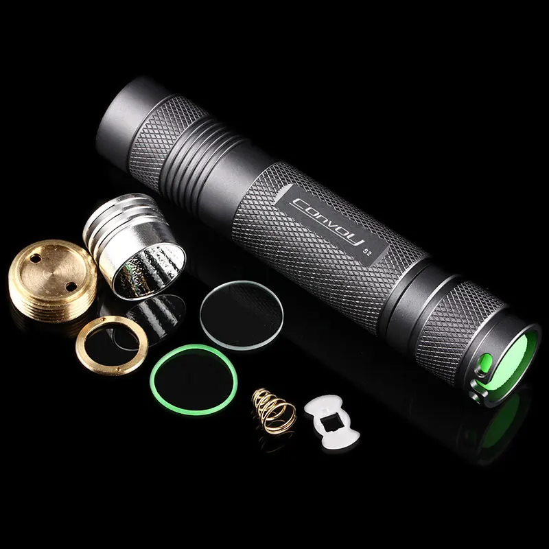 

Convoy S2 flashlight host ,include OP reflector,pill,head O ring,glass,spring,lanyard
