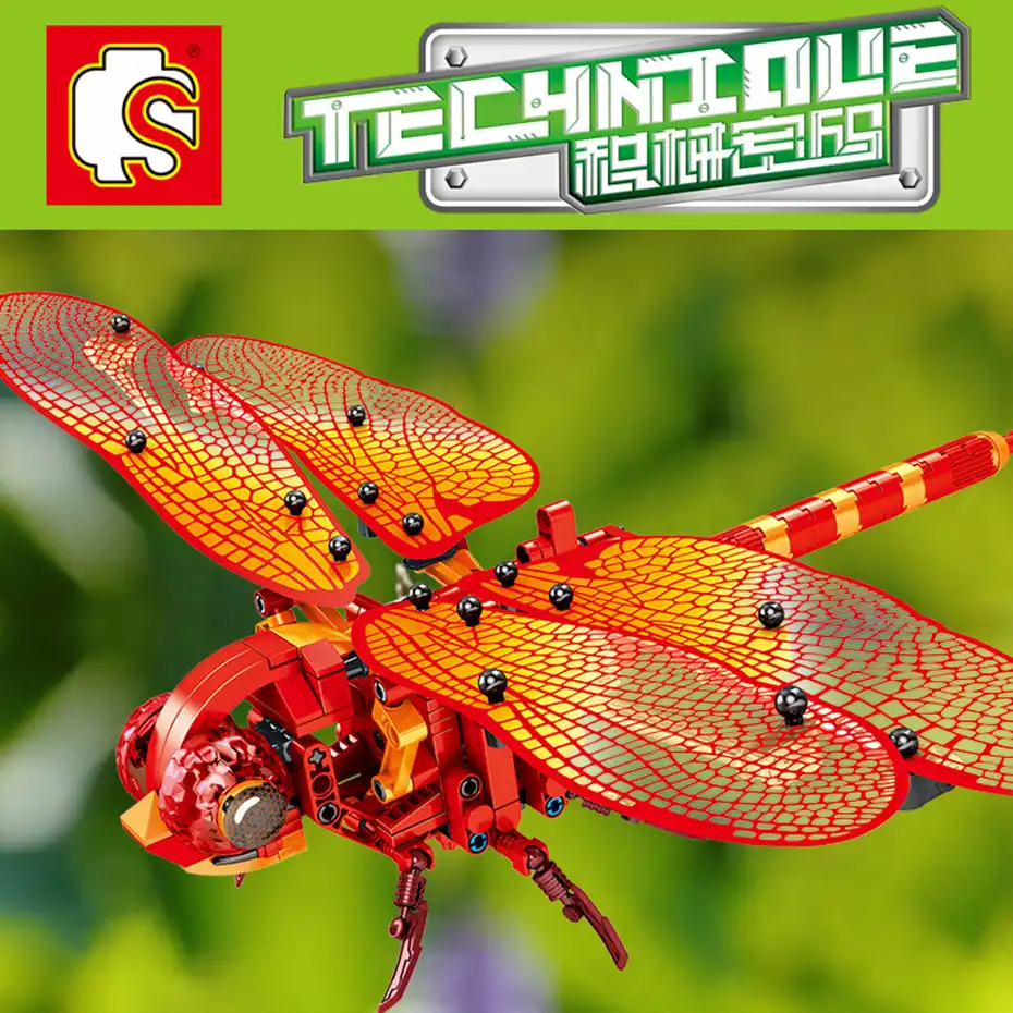 block 703300 insect technic series 330pcs assembly red dragonfly