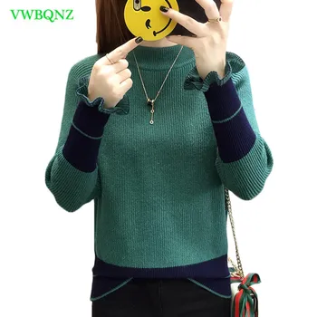 New style round neck sweater autumn winter women Set head Blue Patchwork Lotus leaf sleeve loose and comfortable knitti A839
New style round neck sweater autumn winter women Set head Blue Patchwork Lotus leaf sleeve loose and comfortable knitti A839
