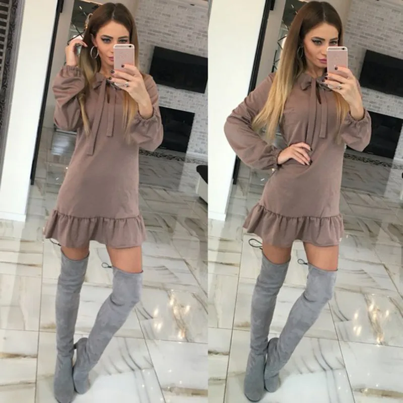Long Sleeve Ruched Ruffle Mini Dress Spring O-Neck Bow-Knot Dress Summer Women's Elegant Bowknot Vestido Casual Loose Dresses
Long Sleeve Ruched Ruffle Mini Dress Spring O-Neck Bow-Knot Dress Summer Women's Elegant Bowknot Vestido Casual Loose Dresses
