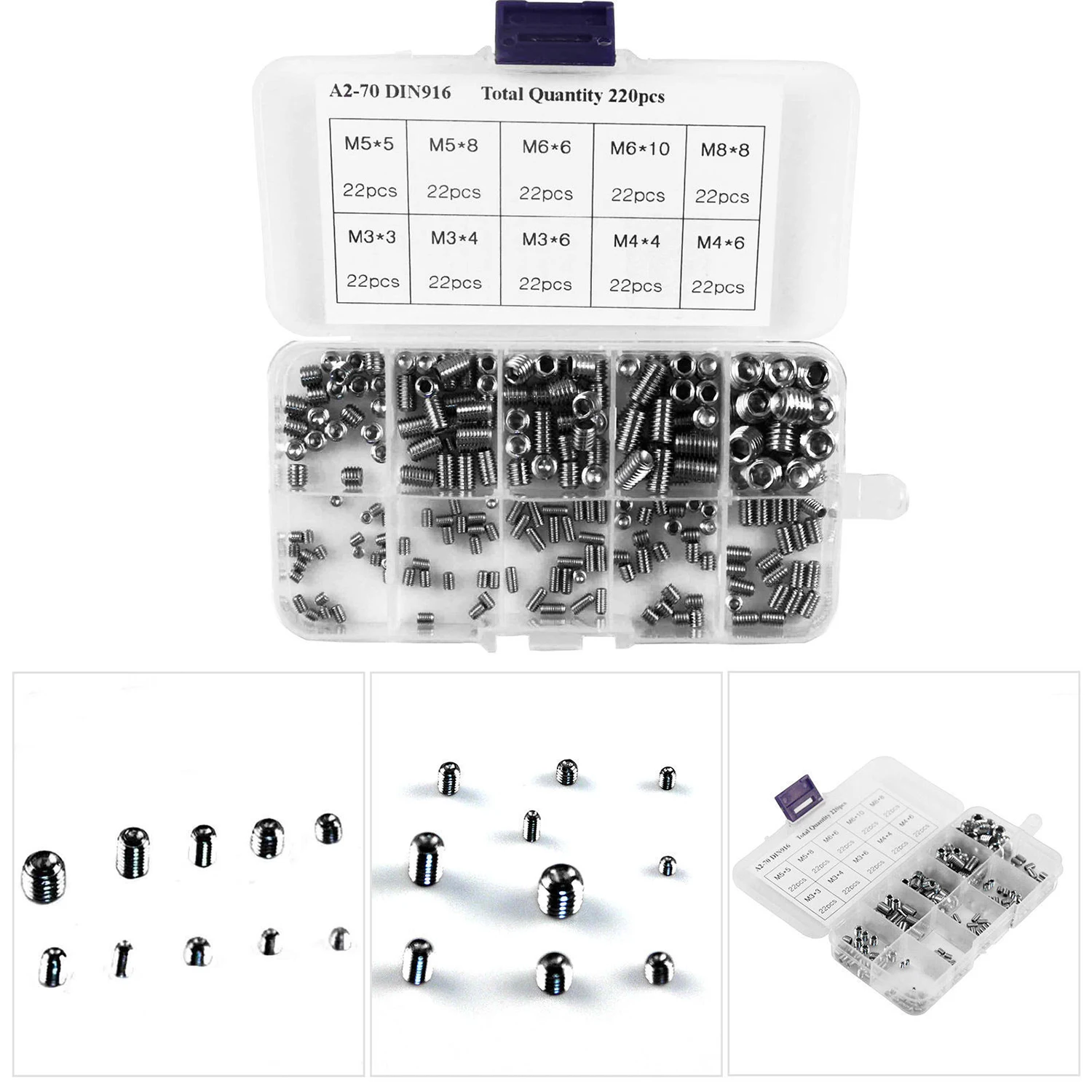 220 PCS Head Socket Hex Grub Screw Assortment Cup Point Set Stainless Steel Drop shipping
220 PCS Head Socket Hex Grub Screw Assortment Cup Point Set Stainless Steel Drop shipping