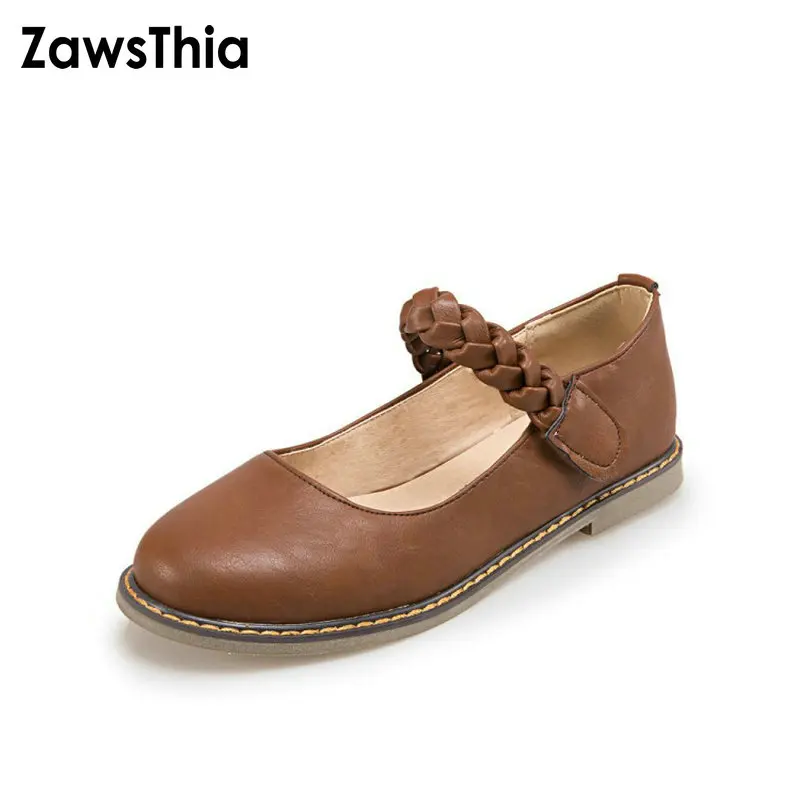 ZawsThia Sweet Mary Jane женские туфли на плоской подошве женская обувь с круглым носком