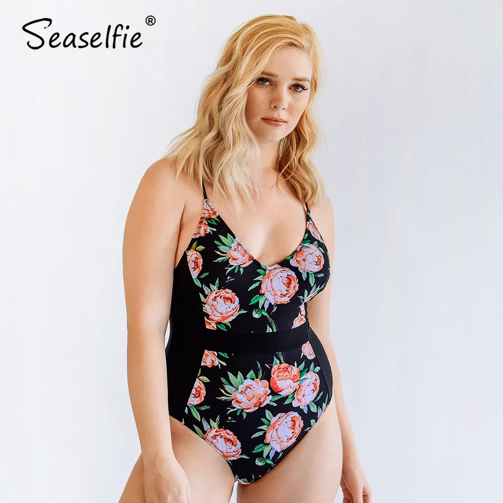 SEASELFIE Black Floral One-Piece Swimsuit Women Sexy V-neck Adjustable Straps Monokinis 2019 Swimming Suit Summer Swimwear
SEASELFIE Black Floral One-Piece Swimsuit Women Sexy V-neck Adjustable Straps Monokinis 2019 Swimming Suit Summer Swimwear