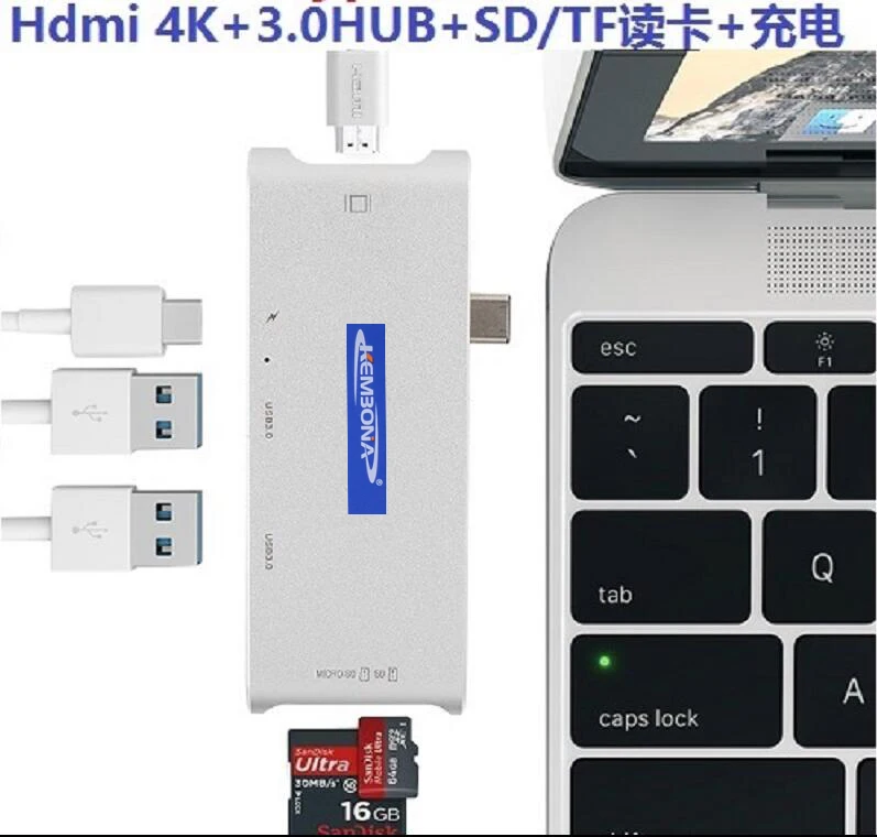 HDMI USB-адаптер KEMBONA с выходом 4K портами USB 3 0 слотами для SD-карт и Micro SD | Компьютеры