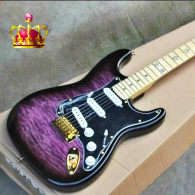 Top quality FDST-1033 transparent purple color with Quilted Maple Veneer cover gold hardware ST electric guitar, Free shipping
Top quality FDST-1033 transparent purple color with Quilted Maple Veneer cover gold hardware ST electric guitar, Free shipping