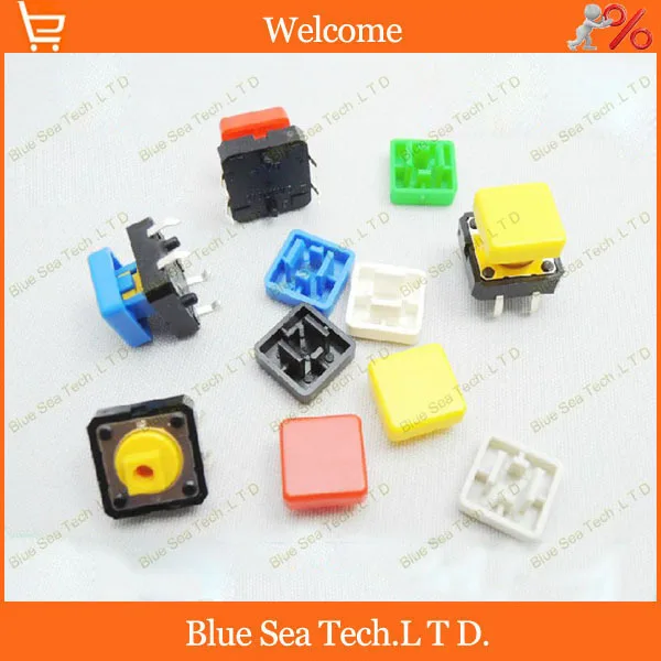 100 sets Tactile Push Button Switch+button Cap A14,12*12*7.3MM Micro tact switch seven color Free Shipping
100 sets Tactile Push Button Switch+button Cap A14,12*12*7.3MM Micro tact switch seven color Free Shipping