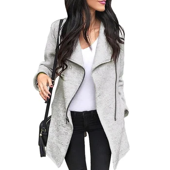 2019 Long Winter Coat Women Wool Blend Coat Fashion Turn Down Collar Zipper Trench Coat Outwear Grey Asymmetric Woolen Overcoat
2019 Long Winter Coat Women Wool Blend Coat Fashion Turn Down Collar Zipper Trench Coat Outwear Grey Asymmetric Woolen Overcoat