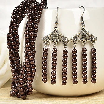 Black wrap style chic and the Beads are the same size Synthesis pearl necklace and Synthesis pearl curtain earrings
Black wrap style chic and the Beads are the same size Synthesis pearl necklace and Synthesis pearl curtain earrings
