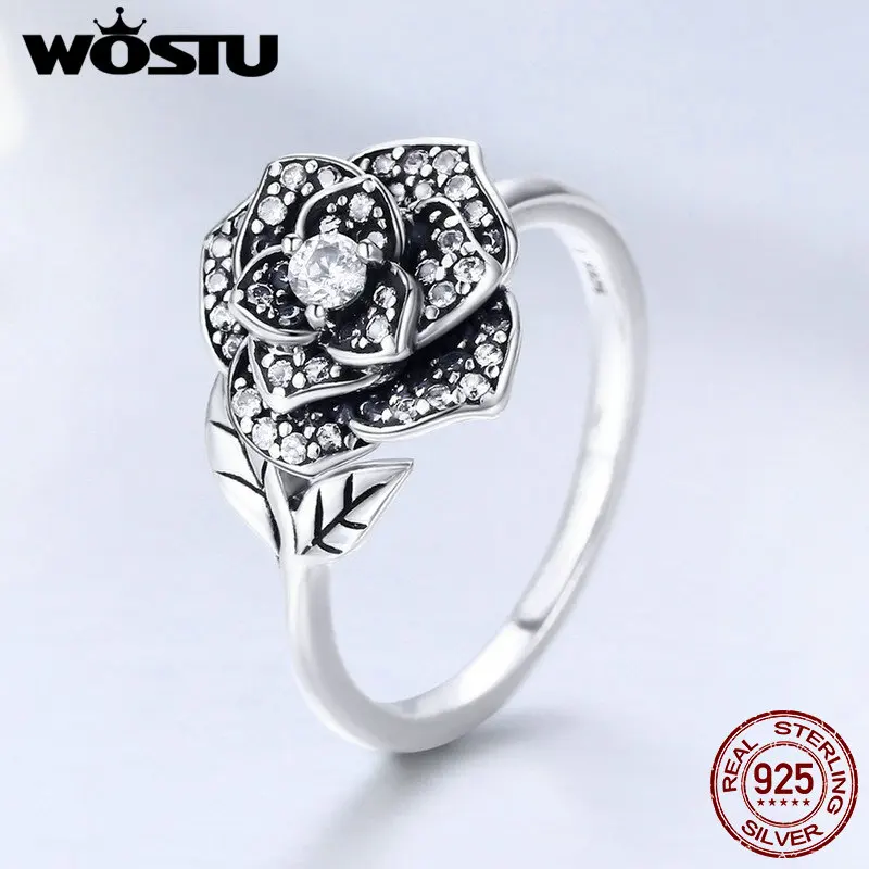 WOSTU 100% 925 Sterling Silver Rose Flower Clear CZ Finger Rings For Women Wedding Engagement Fashion Jewelry Gift BKR382
WOSTU 100% 925 Sterling Silver Rose Flower Clear CZ Finger Rings For Women Wedding Engagement Fashion Jewelry Gift BKR382