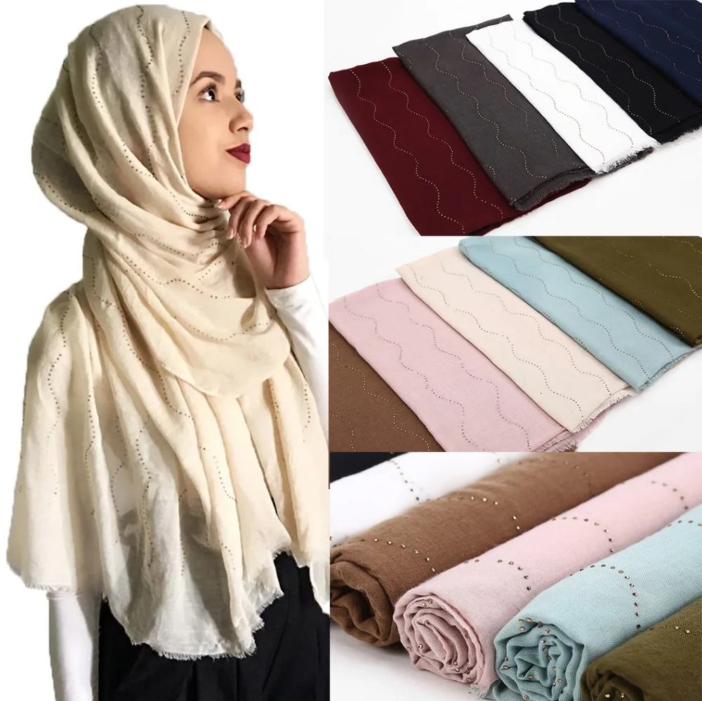 10pc Women high quanlity cotton plain diamond glitter shawls hijab raised grain long headband 10 color scarves/scarf 180*85cm
10pc Women high quanlity cotton plain diamond glitter shawls hijab raised grain long headband 10 color scarves/scarf 180*85cm