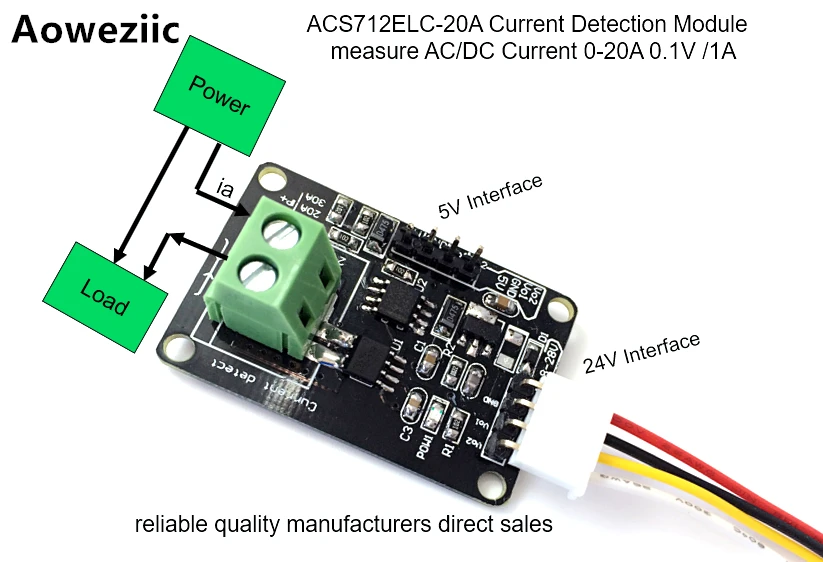 Aoweziic The 0-20A ACS712ELCTR-20A ACS712TELC-20A ACS712 20A module current sensor 0.1V/1A 5V or 24 Power Supply
Aoweziic The 0-20A ACS712ELCTR-20A ACS712TELC-20A ACS712 20A module current sensor 0.1V/1A 5V or 24 Power Supply