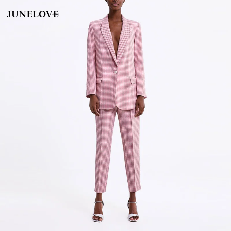 JuneLove Women Spring Pink Plaid Blazers Vintage Female Loose Blazers Set Women Suit Office Lady Casual Long Sleeve Suit Outwear
JuneLove Women Spring Pink Plaid Blazers Vintage Female Loose Blazers Set Women Suit Office Lady Casual Long Sleeve Suit Outwear