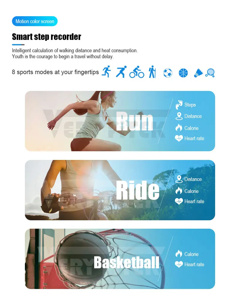 VERYFiTEK Leopard Sport Smart Watch Blood Pressure Heart Rate Monitor Fitness Tracker Men Women Smartwatch for IOS Android (7)