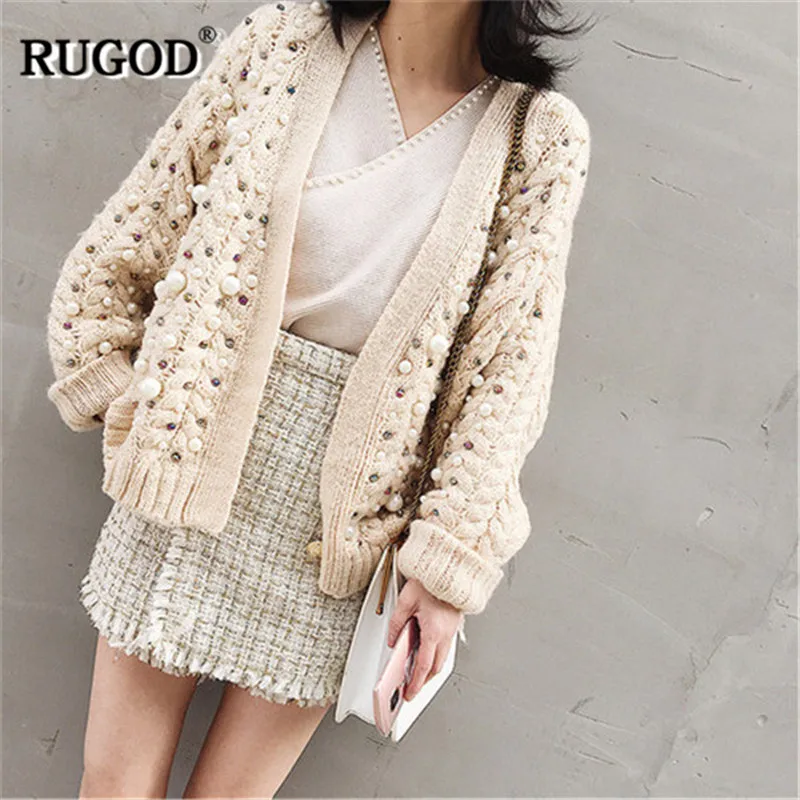 RUGOD New Casual Women Cardigans Solid Beading Women Sweater V-Neck Knitted Autumn Winter Clothes sueter mujer invierno 2019
RUGOD New Casual Women Cardigans Solid Beading Women Sweater V-Neck Knitted Autumn Winter Clothes sueter mujer invierno 2019