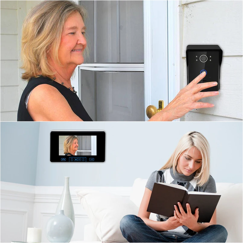 Видеодомофон Saful с 7 дюймовым ЖК дисплеем и камерой ночного видения|doorbell system|video