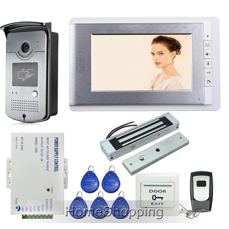 FREE SHIPPING Wired 7" TFT Video Door Phone Intercom Set + 1 RFID Access Door Camera + 1 Monitor + 180kg Magnetic Lock In Stock
FREE SHIPPING Wired 7" TFT Video Door Phone Intercom Set + 1 RFID Access Door Camera + 1 Monitor + 180kg Magnetic Lock In Stock